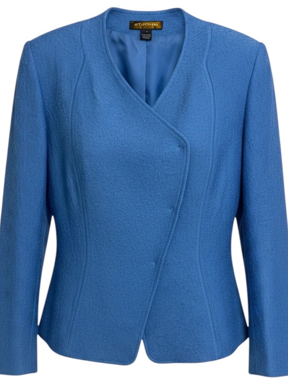 ST. JOHN CERULEAN BLUE TEXTURED KNIT JACKET